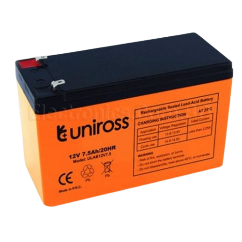 Uniross Lead Acid Battery 12V 7.5Ah Sealed Battery For Bike DC Rechargeable Fan Car Motorcycle UPS Battery